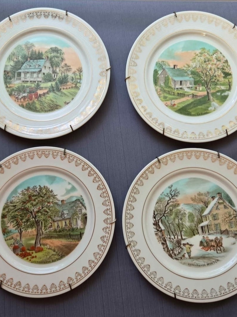 Vintage Currier & Ives Four Seasons Decorative Plates Set of 4